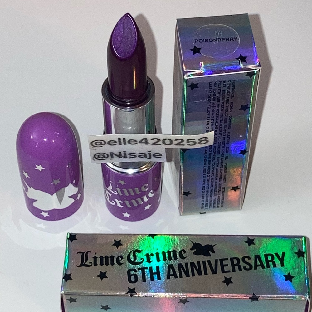 Lime Crime Poisonberry 6th Anniversary Limited Edition HTF Rare Lipstick